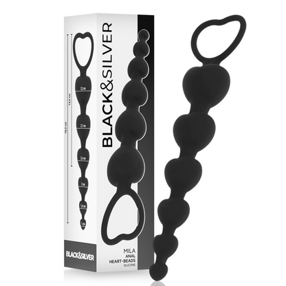 BLACK&SILVER - MILA ANAL HEART NECKLACE 18 CM