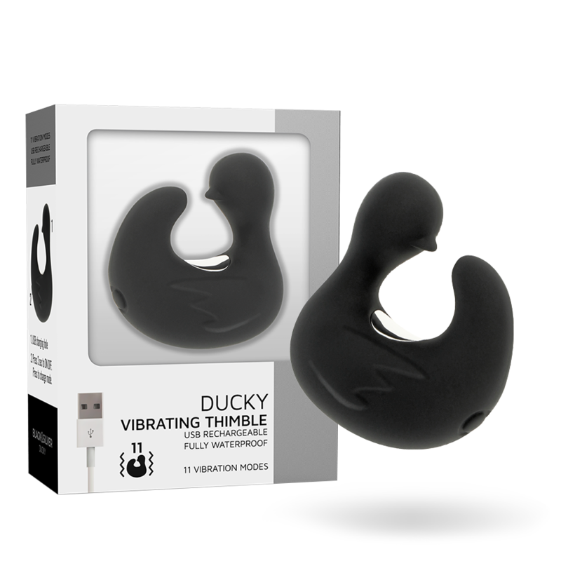 BLACK&SILVER - DUCKYMANIA RECHARGEABLE SILICONE STIMULATING DUCK CUDDLER