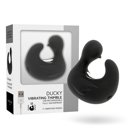 BLACK&SILVER - DUCKYMANIA RECHARGEABLE SILICONE STIMULATING DUCK CUDDLER