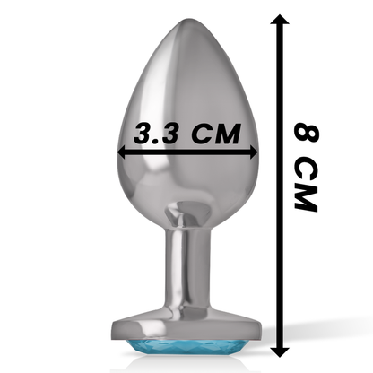 INTENSE - ALUMINUM METAL ANAL PLUG, BLUE HEART, SIZE M