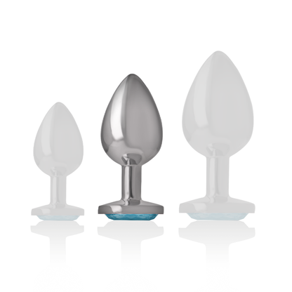 INTENSE - ALUMINUM METAL ANAL PLUG, BLUE HEART, SIZE M