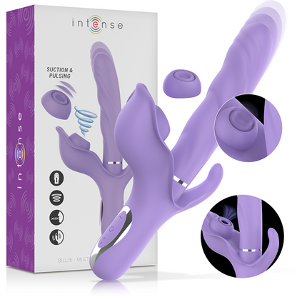 INTENSE - BILLIE MULTIFUNCTIONAL RECHARGEABLE SUCKING VIBRATOR WITH PURPLE PUSH BUTTON