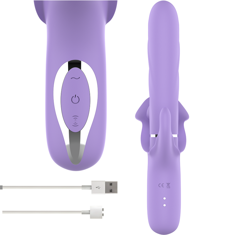 INTENSE - BILLIE MULTIFUNCTIONAL RECHARGEABLE SUCKING VIBRATOR WITH PURPLE PUSH BUTTON