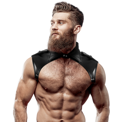 FETISH SUBMISSIVE ATTITUDE - GENTLEMEN'S BRIGADE ADJUSTABLE FAUX LEATHER NECK HARNESS