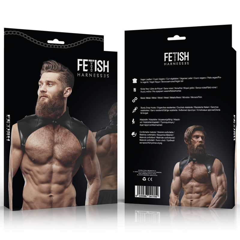 FETISH SUBMISSIVE ATTITUDE - GENTLEMEN'S BRIGADE ADJUSTABLE FAUX LEATHER NECK HARNESS