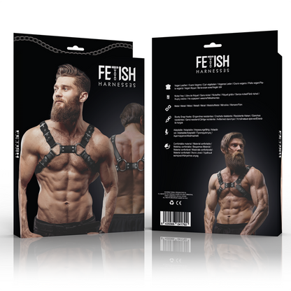FETISH SUBMISSIVE ATTITUDE - ADJUSTABLE ECO-LEATHER CHEST BULLDOG HARNESS FOR MEN
