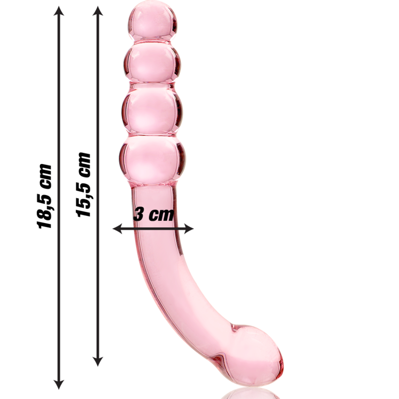 NEBULA SERIES BY IBIZA - MODEL 14 BOROSILICATE GLASS DILDO PINK 18.5 CM -O- 3 CM