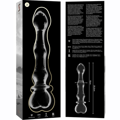 NEBULA SERIES BY IBIZA - MODEL 21 DILDO BOROSILICATE GLASS CLEAR 20.5 CM -Ø- 3.5 CM