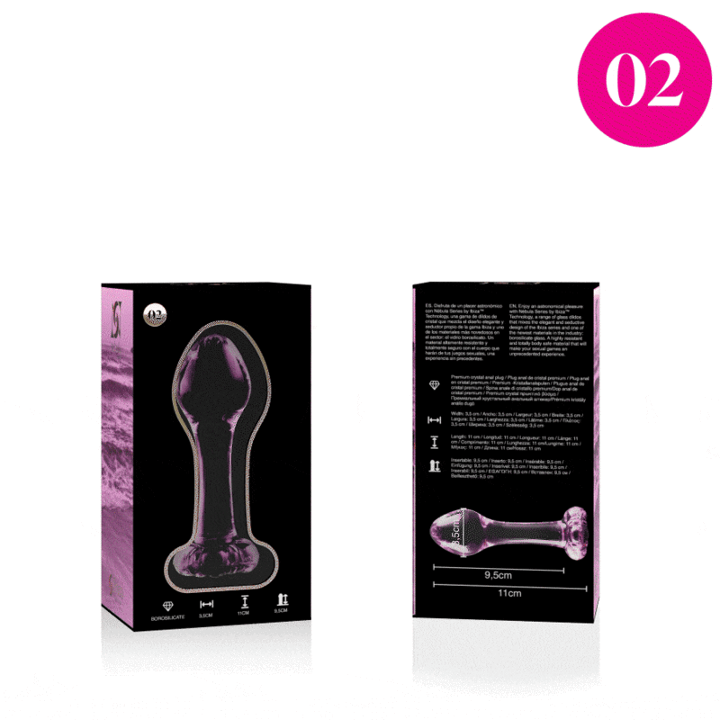 NEBULA SERIES BY IBIZA - MODEL 2 ANAL PLUG BOROSILICATE GLASS PINK 11 CM -Ø- 3.5 CM