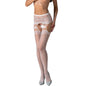 PASSION - S027 WEISSE STRÜMPFE MIT GARTER, EINE GRÖSSE