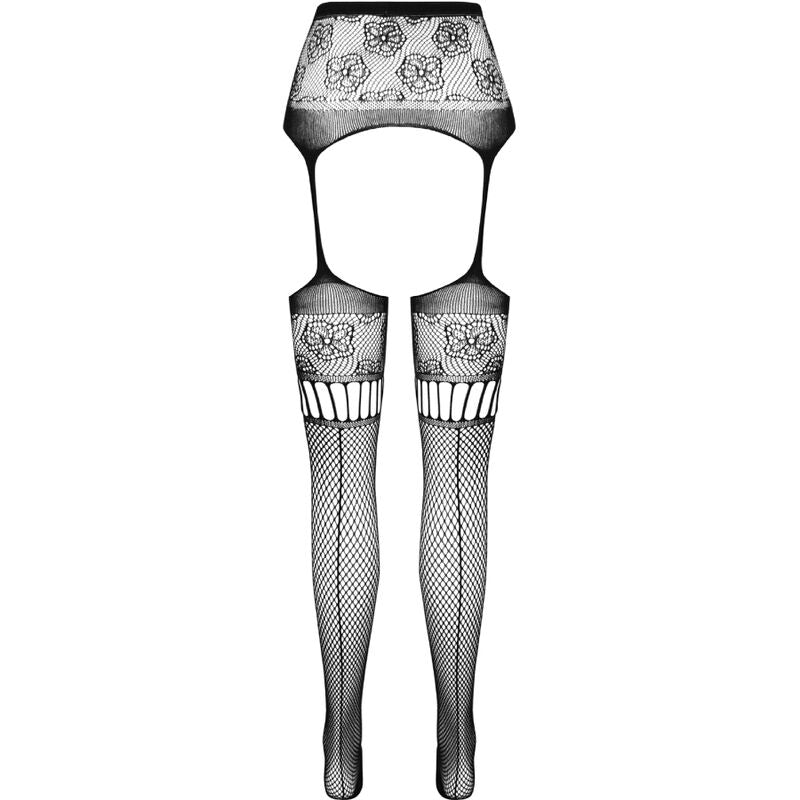 PASSION - S030 TIGHTS WITH BLACK GARTER, ONE SIZE