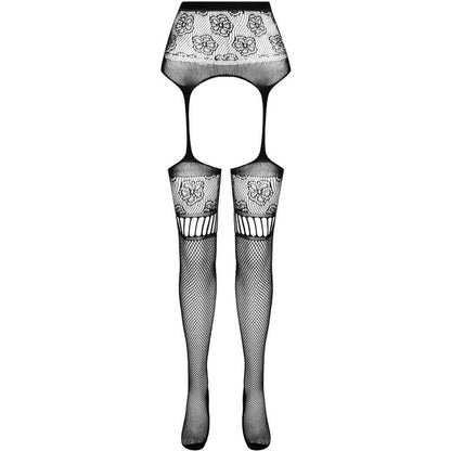 PASSION - S030 TIGHTS WITH BLACK GARTER, ONE SIZE