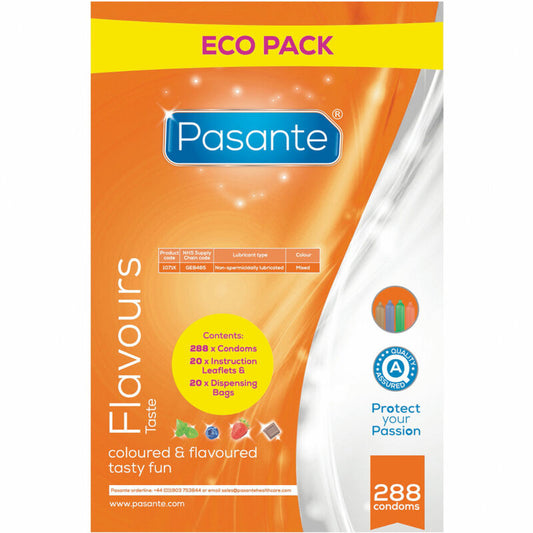 PASANTE - CONDOMS ECO PACK FLAVOURS POUCH 288 UNITS
