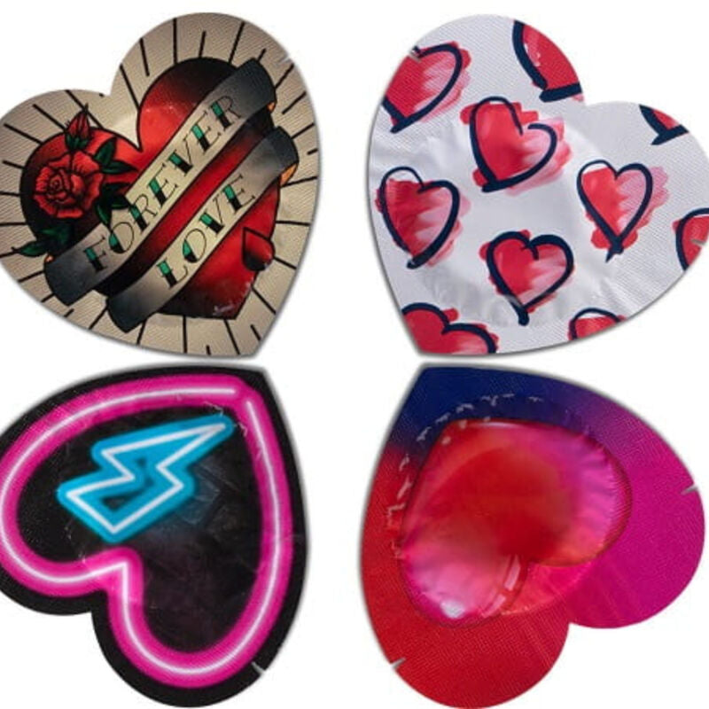 PASANTE - CONDOMS RED HEART SHAPED POUCH 144 UNITS