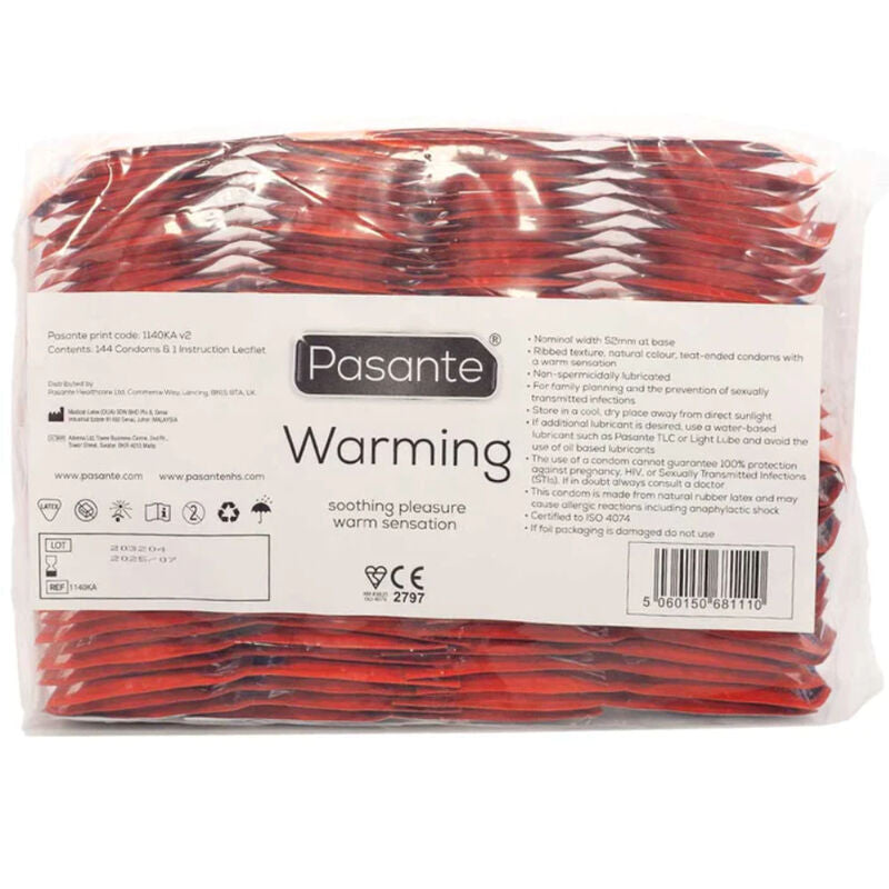 PASANTE - CONDOMS WITH WARMING EFFECT, PACK OF 144 UNITS