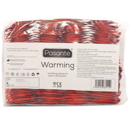 PASANTE - CONDOMS WITH WARMING EFFECT, PACK OF 144 UNITS