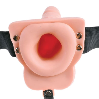FETISH FANTASY SERIES - ADJUSTABLE STRAP-ON WITH REMOTE CONTROL, REALISTIC PENIS WITH RECHARGEABLE BALLS AND VIBRATOR 15 CM