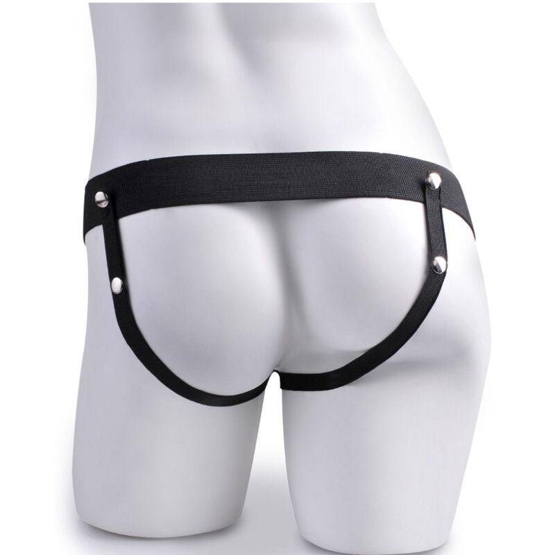 FETISH FANTASY SERIES - ADJUSTABLE STRAP-ON WITH REMOTE CONTROL, REALISTIC PENIS WITH RECHARGEABLE BALLS AND VIBRATOR 15 CM