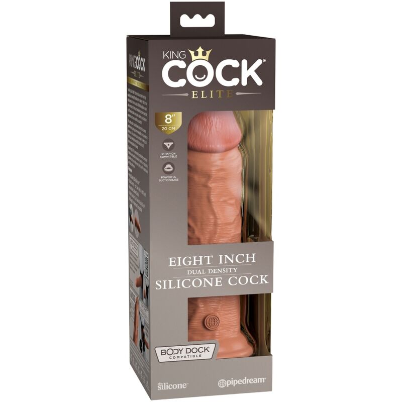 KING COCK - ELITE REALISTIC SILICONE DILDO 8 INCH CARAMEL