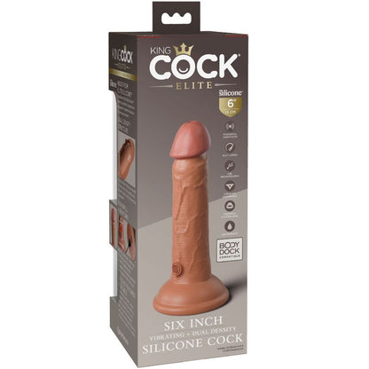 KING COCK - ELITE REALISTIC DILDO WITH VIBRATION AND SILICON 15.2 CM CARAMEL