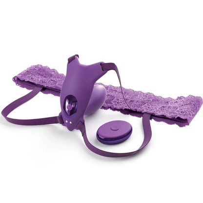 FANTASY FOR HER - G-SPOT BUTTERFLY HARNESS WITH VIBRATOR, RECHARGEABLE AND PURPLE REMOTE CONTROL