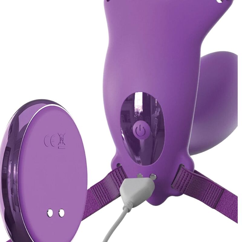 FANTASY FOR HER - G-SPOT BUTTERFLY HARNESS WITH VIBRATOR, RECHARGEABLE AND PURPLE REMOTE CONTROL