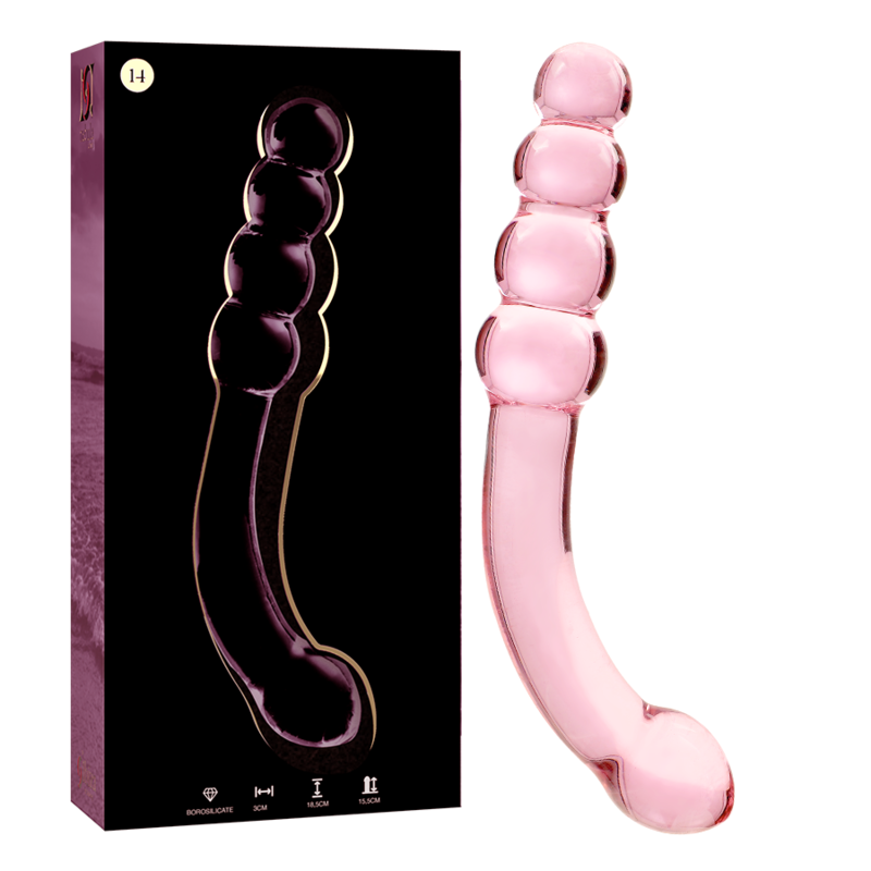 NEBULA SERIES BY IBIZA - MODEL 14 BOROSILICATE GLASS DILDO PINK 18.5 CM -O- 3 CM
