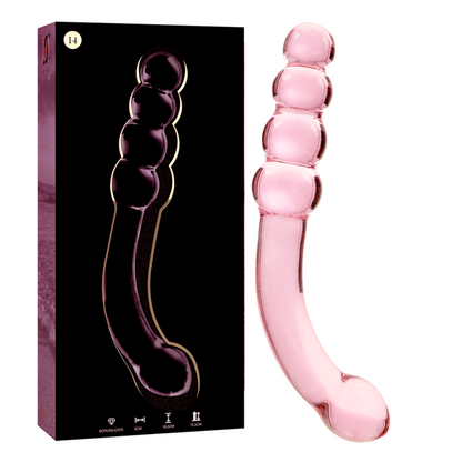 NEBULA SERIES BY IBIZA - MODEL 14 BOROSILICATE GLASS DILDO PINK 18.5 CM -O- 3 CM