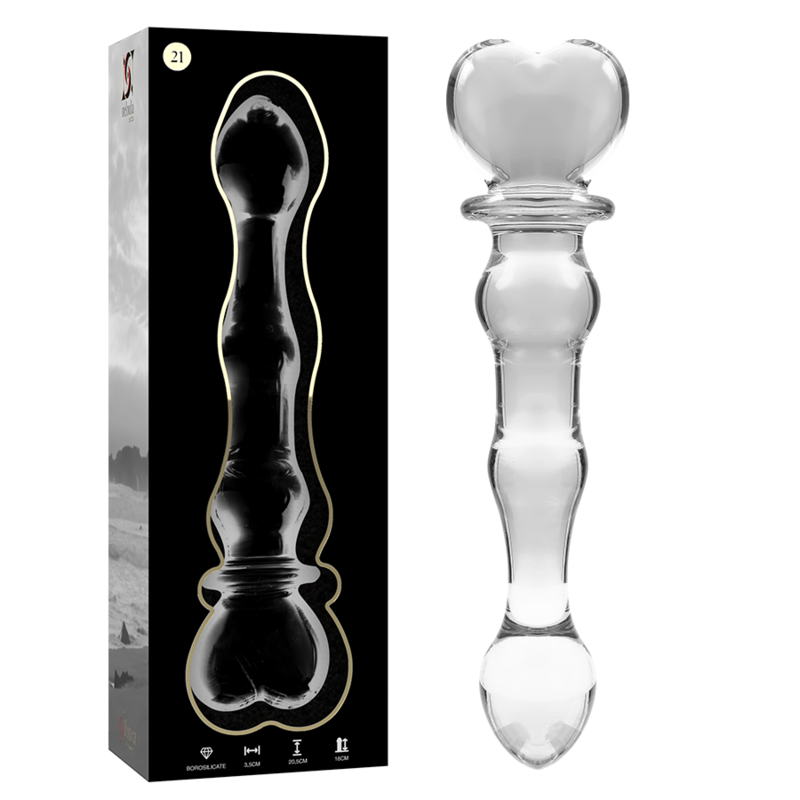 NEBULA SERIES BY IBIZA - MODEL 21 DILDO BOROSILICATE GLASS CLEAR 20.5 CM -Ø- 3.5 CM