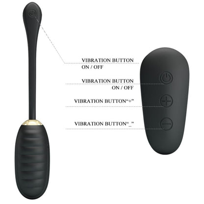 PRETTY LOVE - DOREEN LUXURY RECHARGEABLE VIBRATING EGG BLACK WITH REMOTE CONTROL