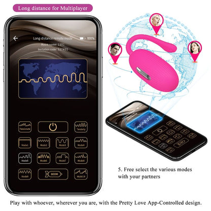 PRETTY LOVE - DOREEN RECHARGEABLE VIBRATING EGG MAGENTA WITH REMOTE CONTROL