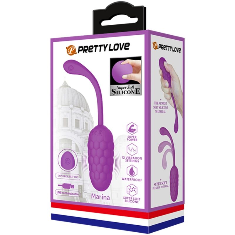 PRETTY LOVE - VIBRATING EGG WITH PURPLE RECHARGEABLE SEATEXTURE