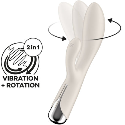 SATISFYER - SPINNING RABBIT 1 CLITORAL AND G-SPOT STIMULATION BEIGE
