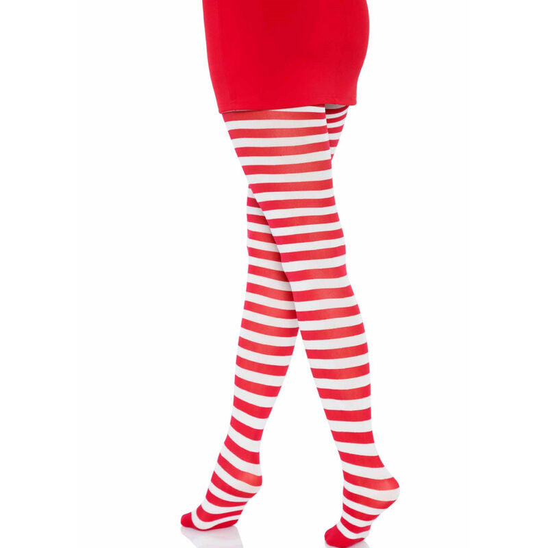 LEG AVENUE - WHITE/RED STRIPED PANTYHOSE