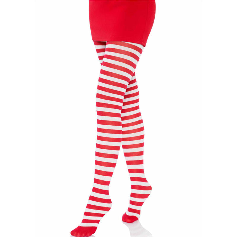 LEG AVENUE - WHITE/RED STRIPED PANTYHOSE