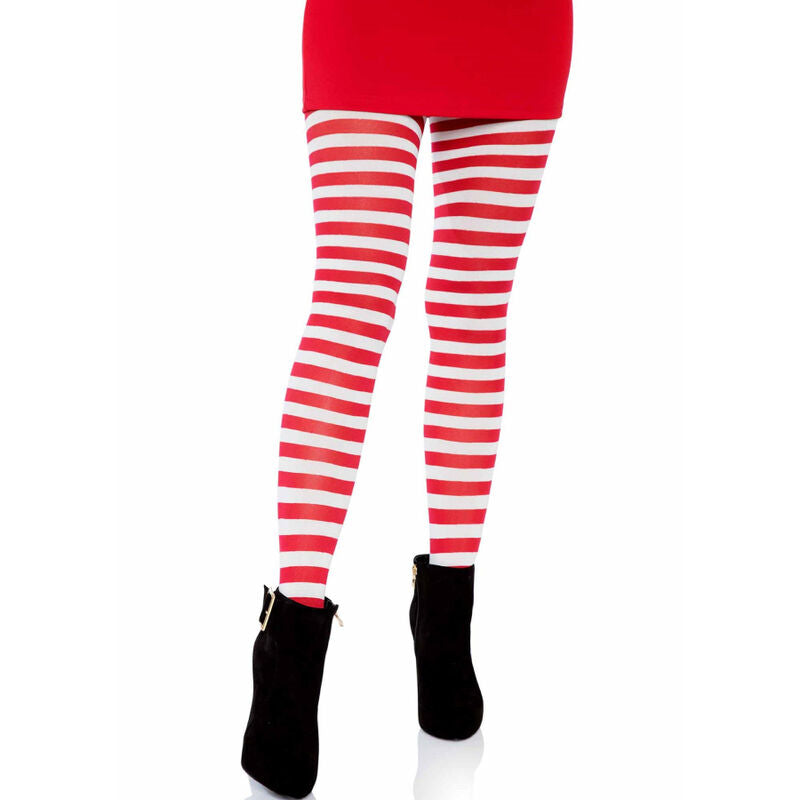 LEG AVENUE - WHITE/RED STRIPED PANTYHOSE