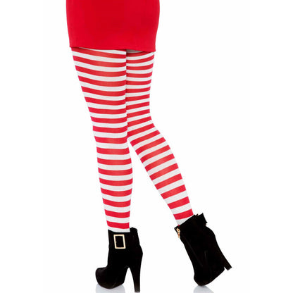 LEG AVENUE - WHITE/RED STRIPED PANTYHOSE