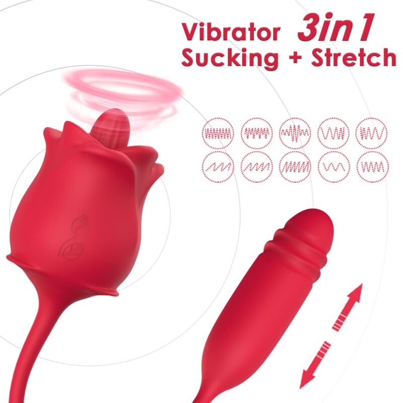 ARMONY - 3-IN-1 PINK, STIMULATOR, SUCTION AND UP&DOWN FUNCTION WITH RED TAIL