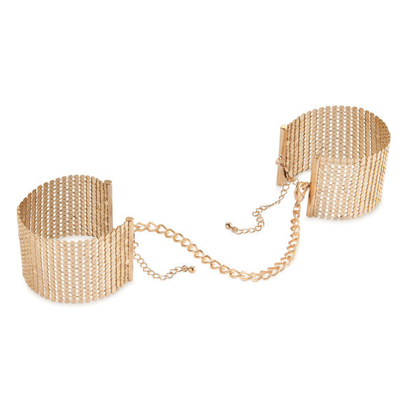 BIJOUX - METALLIC DESIRE GOLD METAL MESH HANDCUFFS