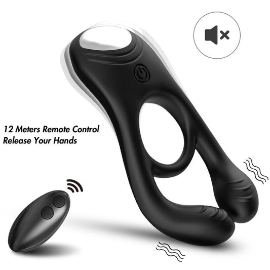 ARMONY - VEYRON DOUBLE VIBRATOR RING TOY FOR COUPLES WITH REMOTE CONTROL BLACK
