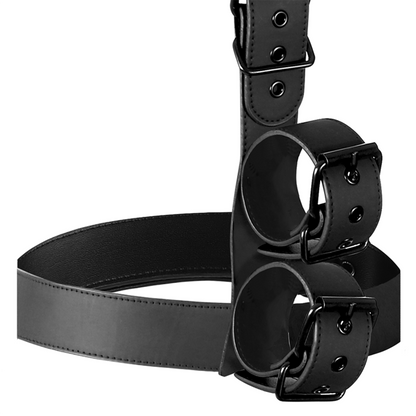 FETISH SUBMISSIVE BONDAGE - COLLAR AND WRIST CUFF BODY HARNESS SET