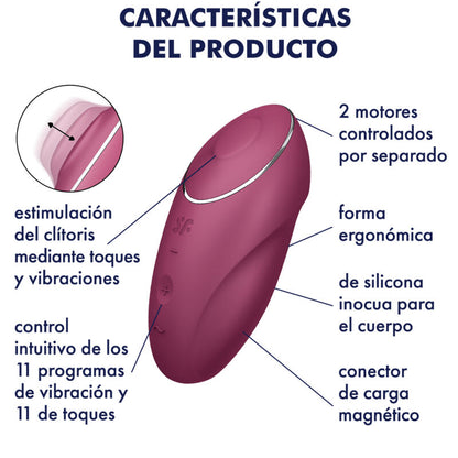 SATISFYER - TAP & CLIMAX 1 CLITORAL VIBRATOR RED