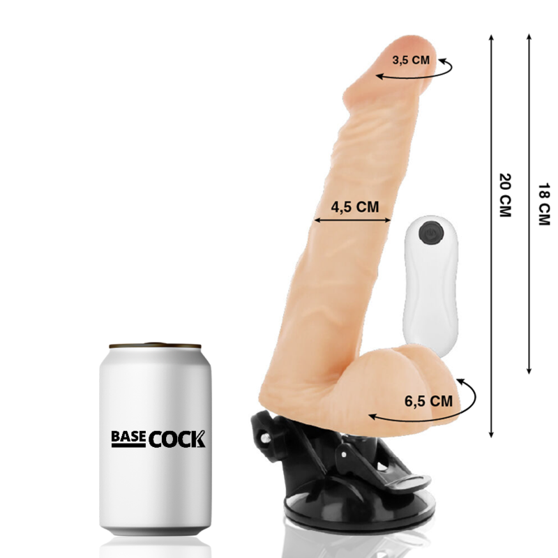 BASECOCK - ARTICULATED VIBRATOR NATURAL REMOTE CONTROL 20 CM -Ø- 4.5 CM