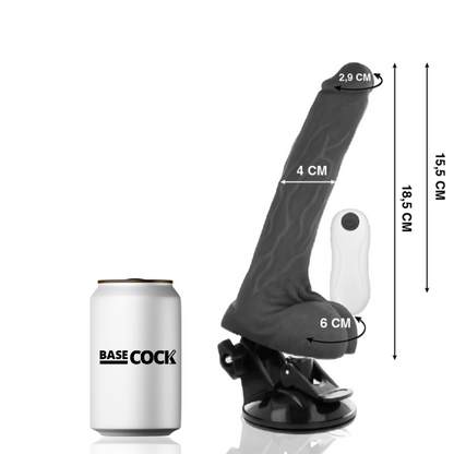 BASECOCK - ARTICULATED VIBRATOR WITH REMOTE CONTROL BLACK 18.5 CM -O- 4 CM