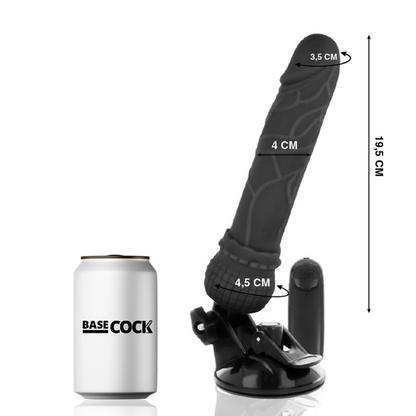 BASECOCK - REALISTIC VIBRATOR WITH REMOTE CONTROL BLACK 19.5 CM -O- 4 CM