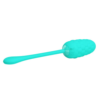 PRETTY LOVE - VIBRATING EGG WITH RECHARGEABLE MARINE TEXTURE IN AQUA GREEN