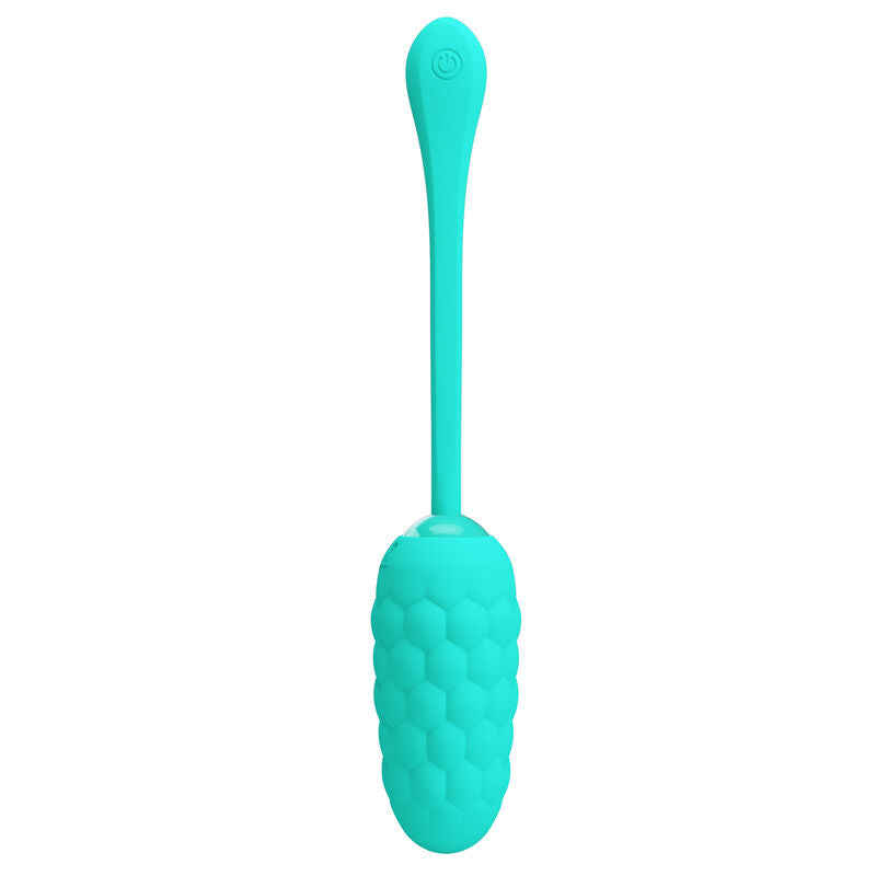 PRETTY LOVE - VIBRATING EGG WITH RECHARGEABLE MARINE TEXTURE IN AQUA GREEN