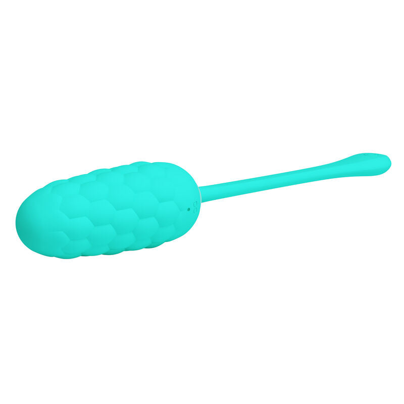 PRETTY LOVE - VIBRATING EGG WITH RECHARGEABLE MARINE TEXTURE IN AQUA GREEN