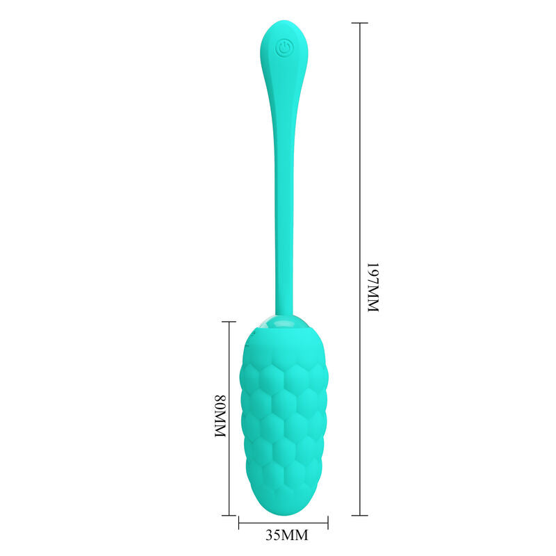PRETTY LOVE - VIBRATING EGG WITH RECHARGEABLE MARINE TEXTURE IN AQUA GREEN