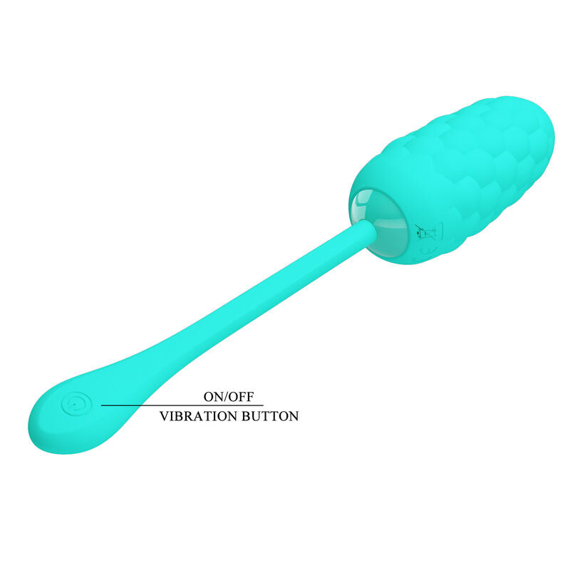 PRETTY LOVE - VIBRATING EGG WITH RECHARGEABLE MARINE TEXTURE IN AQUA GREEN